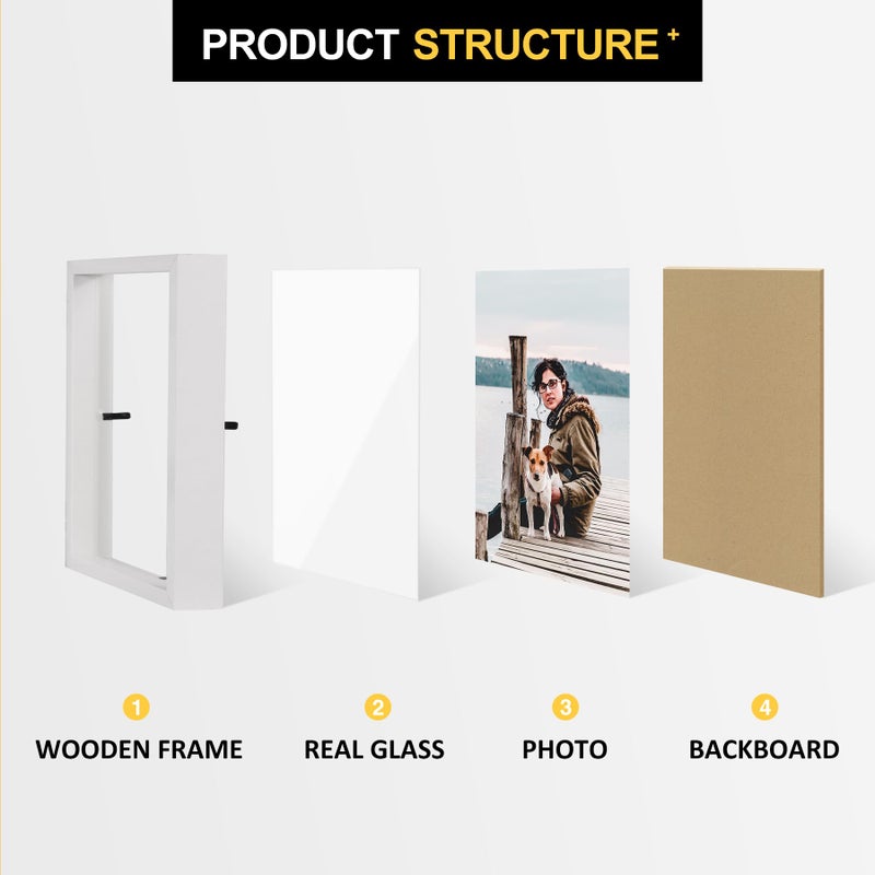 Forev 5x5 Double Picture Frame Wooden Hinged Photo Frame Definition Glass Stand Vertically on Desktop or Tabletop White - Image 5